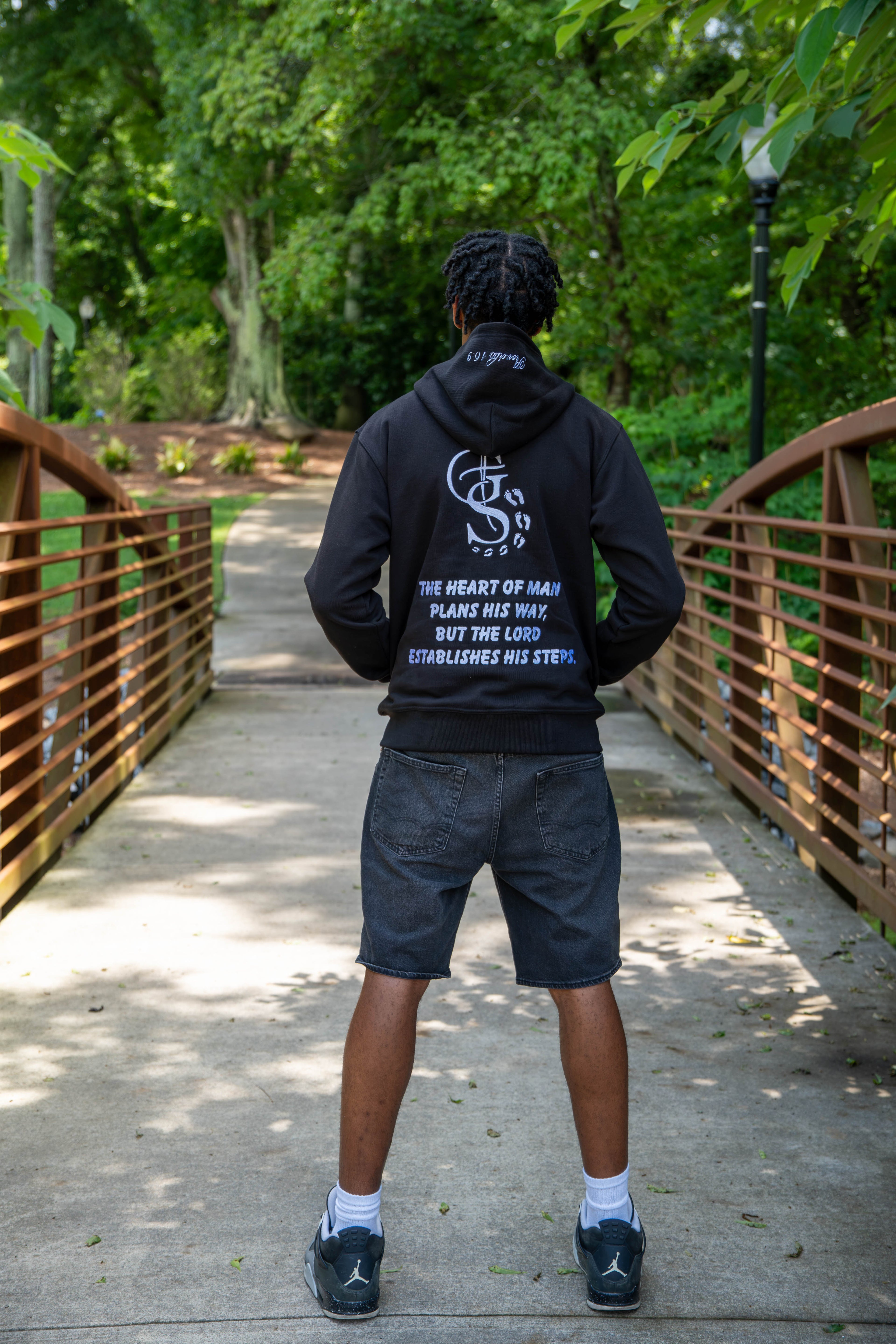 Black Proverbs 16:9 Zip Up hoodie