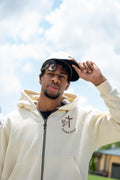 Beige and Brown Proverbs 16:9 Zip Up Hoodie