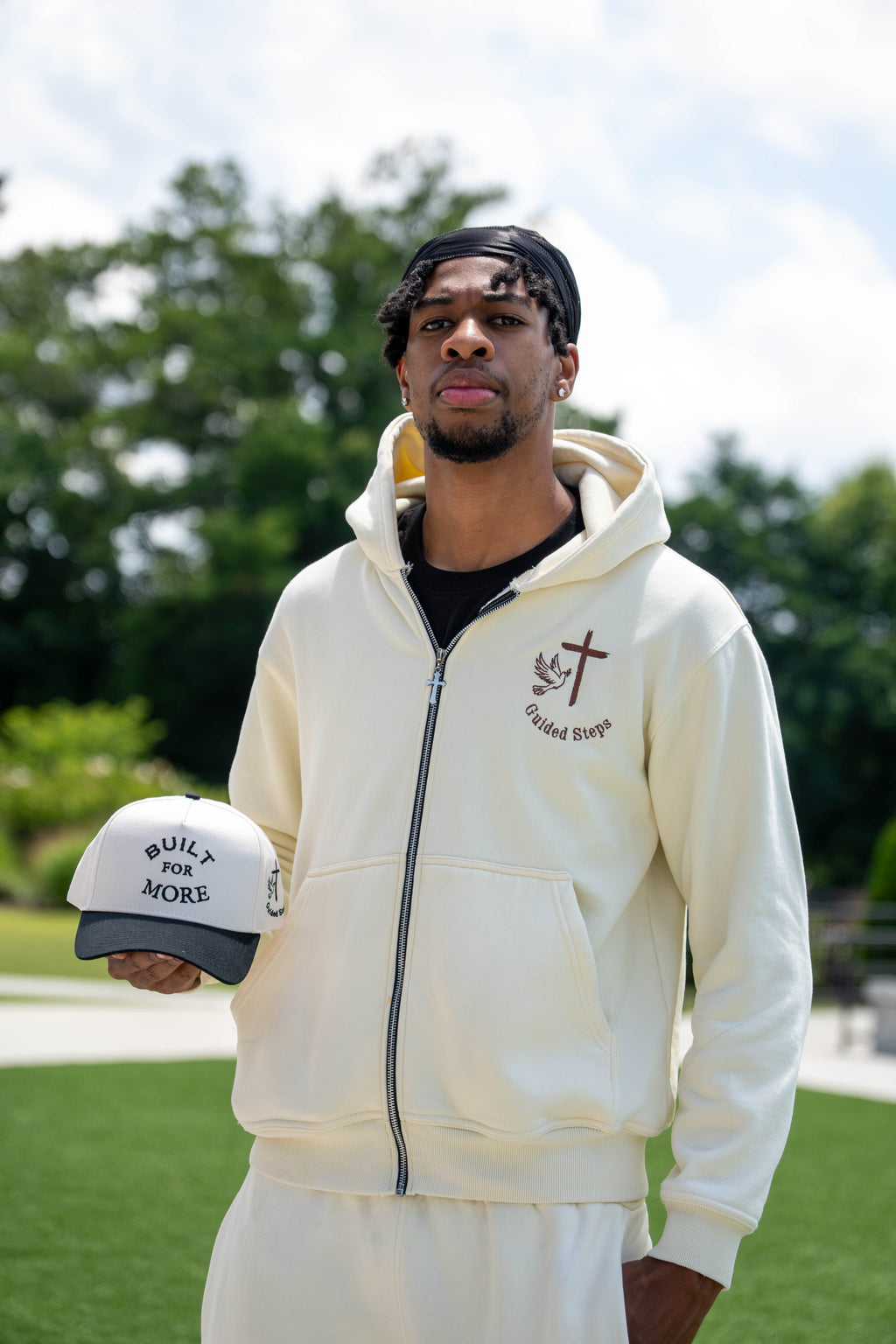 Beige and Brown Proverbs 16:9 Zip Up Hoodie