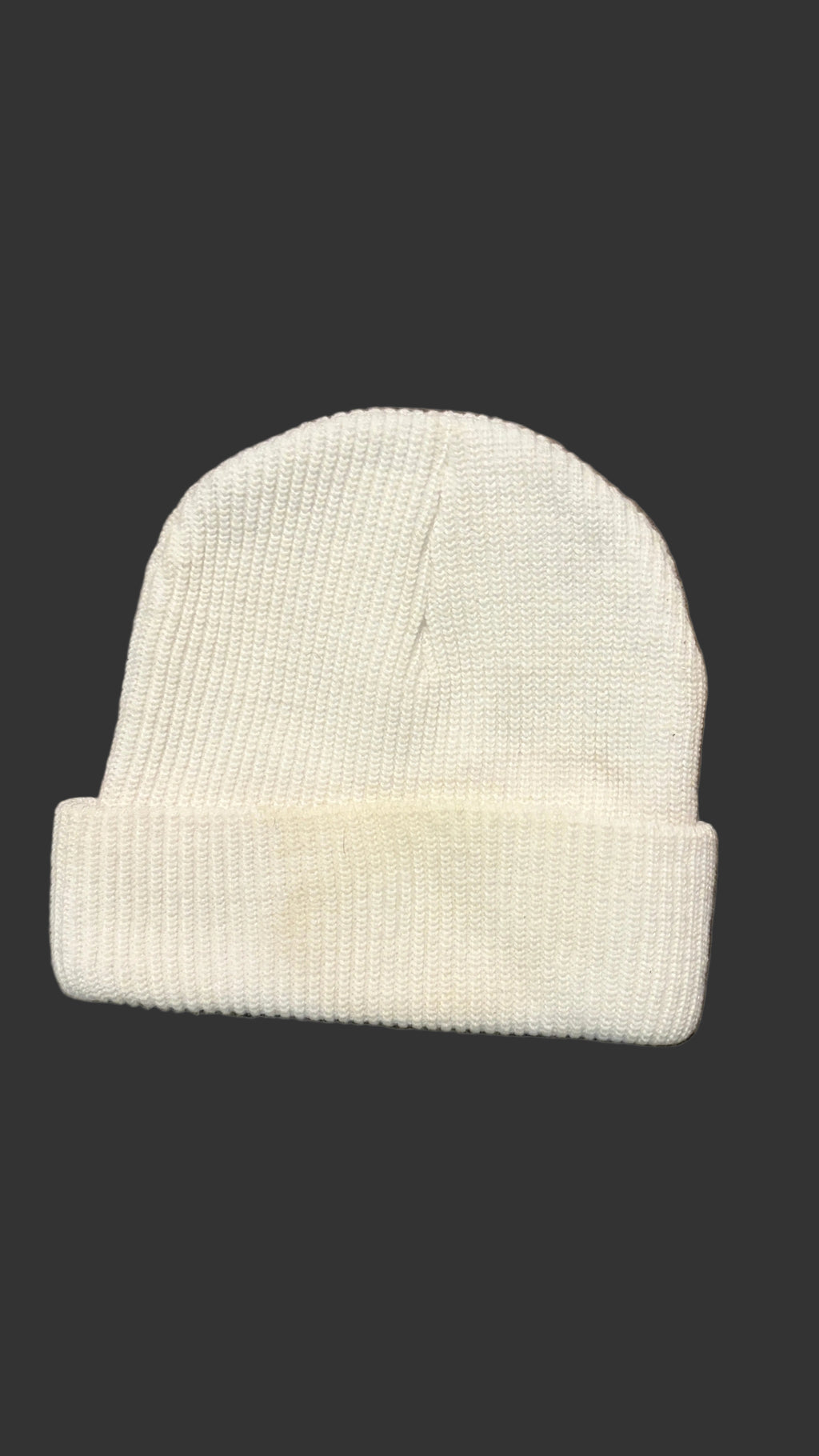 White Faith-Inspired Knit Folded Beanie