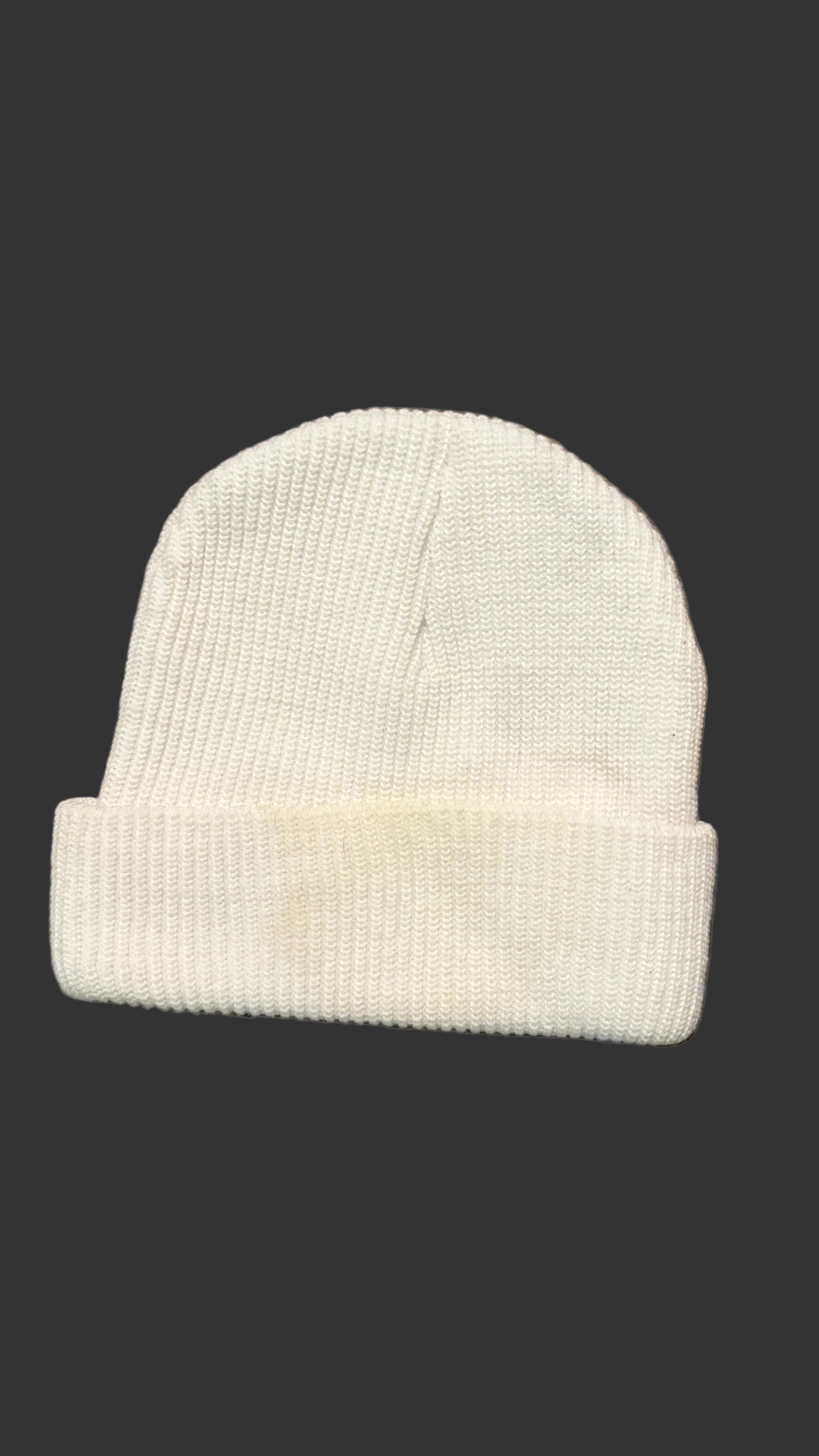 White Faith-Inspired Knit Folded Beanie