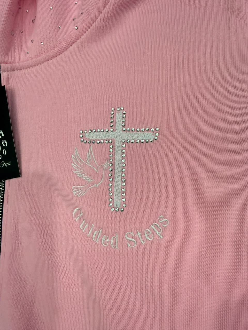 Pink Rhinestone Proverbs 16:9 Zip up hoodie