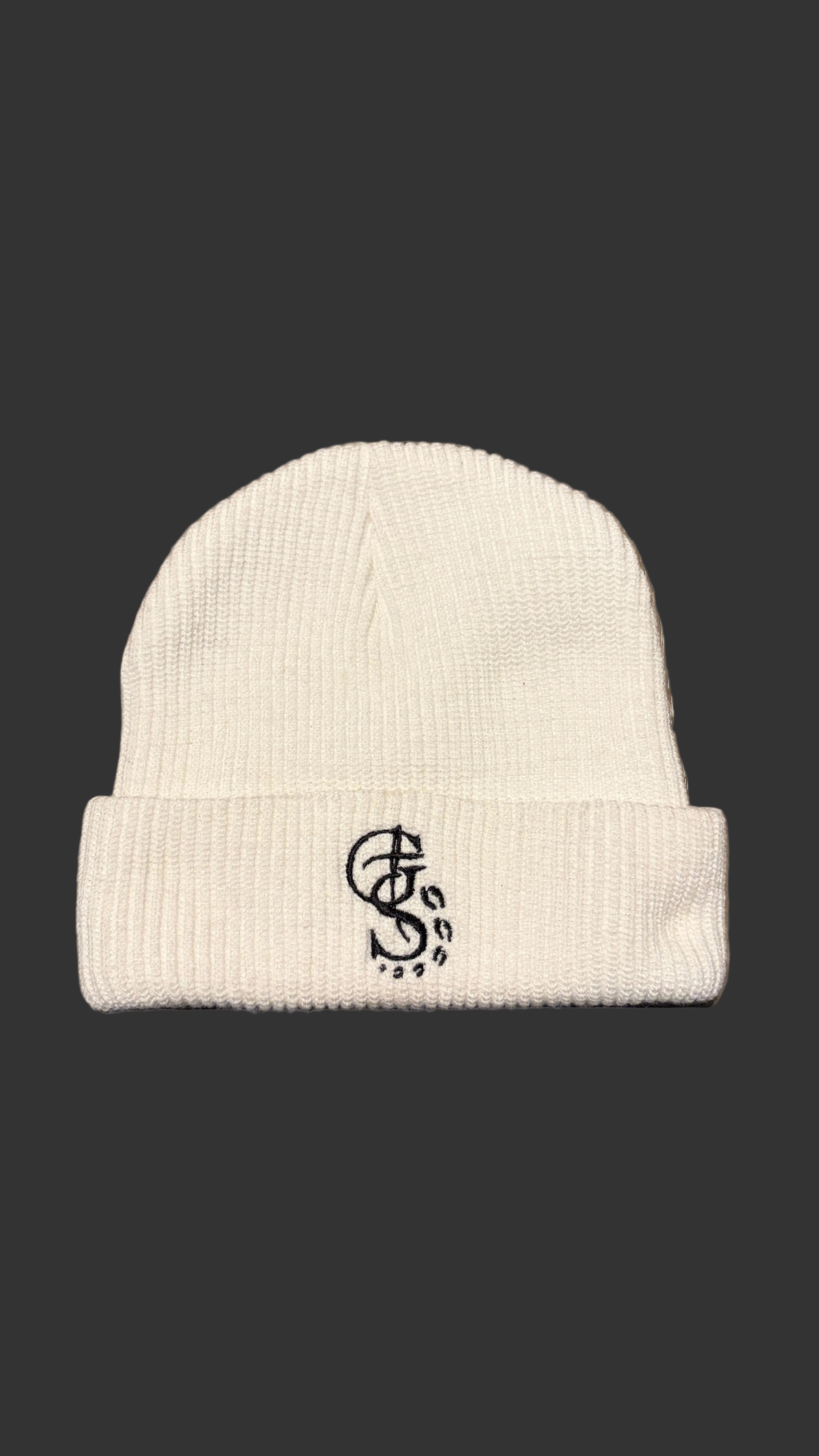 White Faith-Inspired Knit Folded Beanie