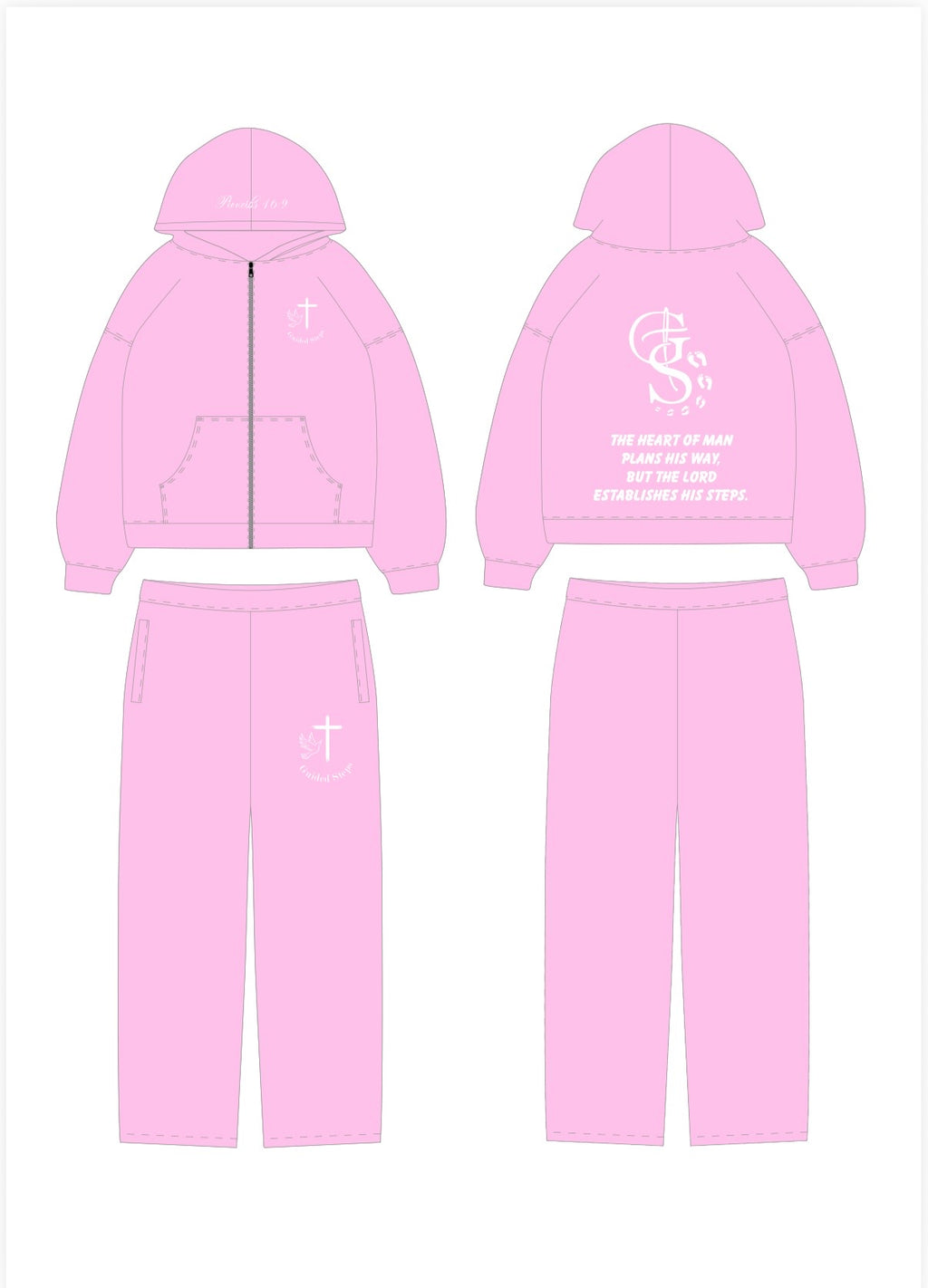 Pink Rhinestone Proverbs 16:9 Zip up hoodie