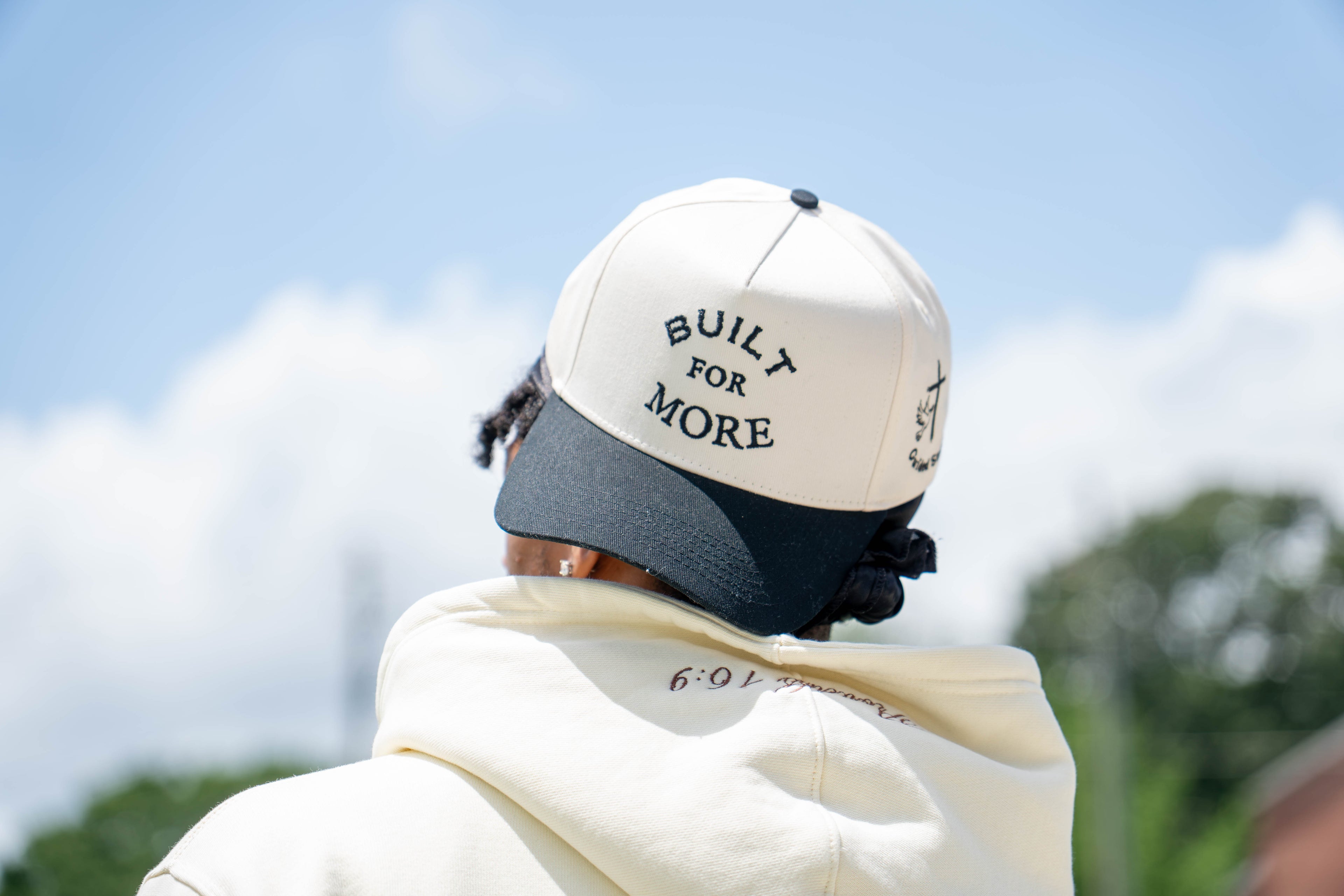 White and Black Built for More cap
