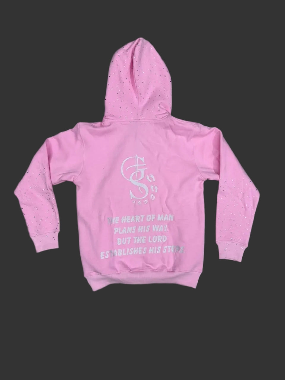 Pink Rhinestone Proverbs 16:9 Zip up hoodie