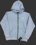 Baby Blue Rhinestone Proverbs 16:9 Zip Up hoodie