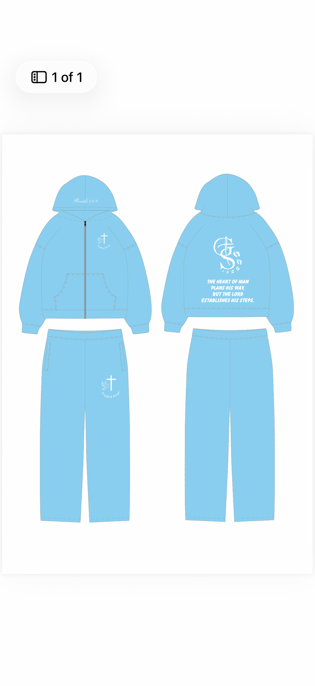Baby Blue Rhinestone Proverbs 16:9 Zip Up hoodie