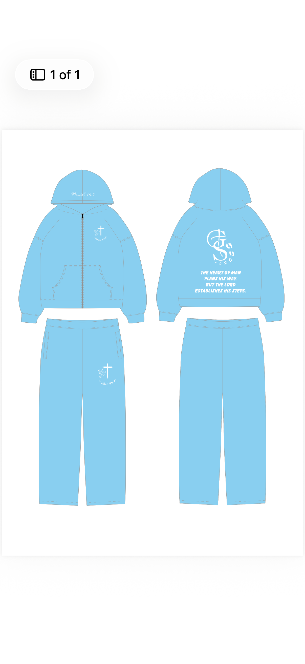Baby Blue Rhinestone Proverbs 16:9 Zip Up hoodie